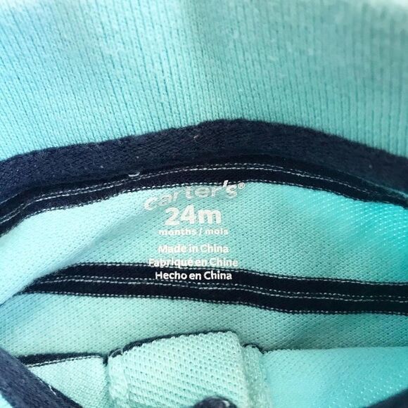 Carters blue stripe romper EUC  24 months - Picture 3 of 4